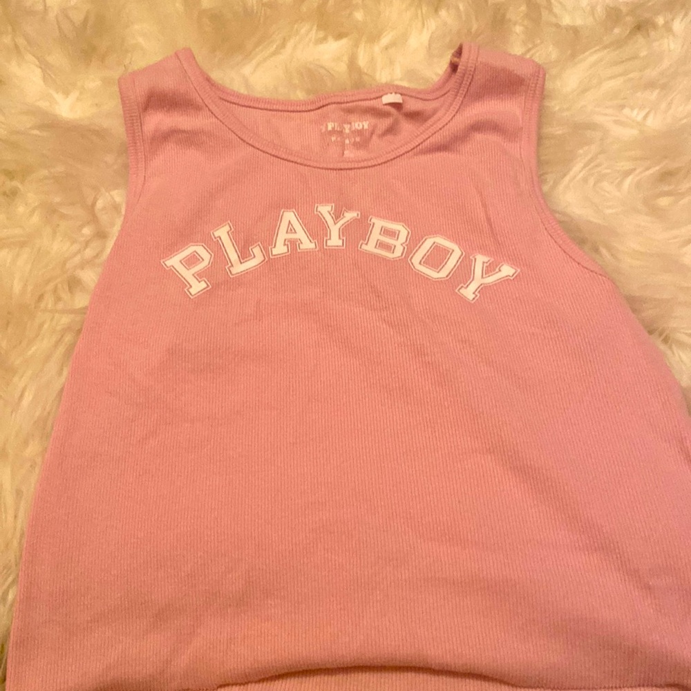 New pink playboy crop top